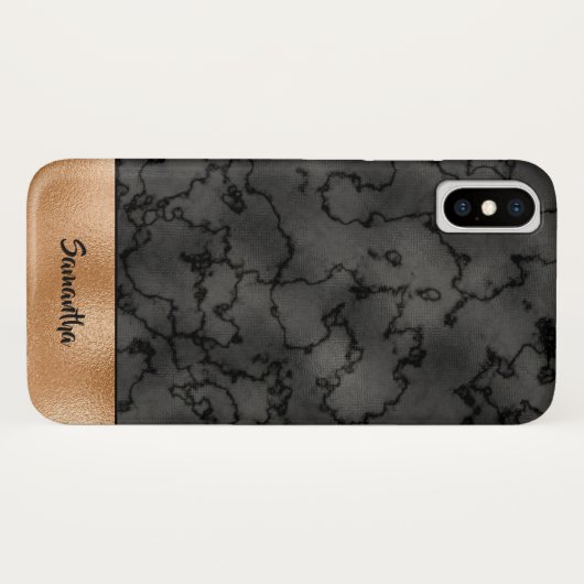 Luxe koper en zwart gemarmerd patroon Case-Mate iPhone case (Achterkant (horizontaal))
