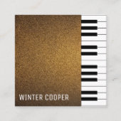 Luxe koper goud glitter piano toetsen professionee vierkante visitekaartje (Voorkant)