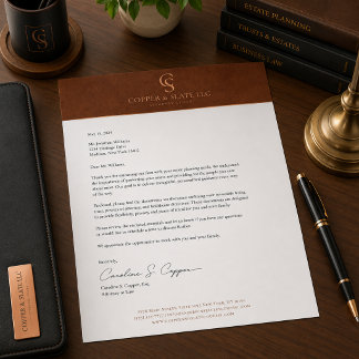 Luxe Koper & Leisteen Briefpapier voor Advocaten Briefhoofd