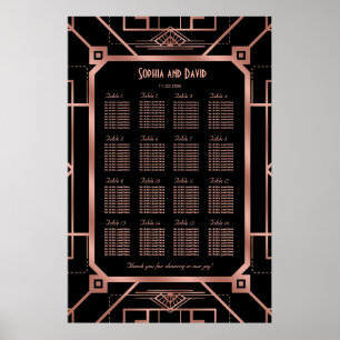 Luxe Koper Zwart Grote Gatsby Zitplaatskaart Poster