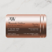 Luxe koperen blush glanzende diamanten en Initiale Visitekaartje (Achterkant)