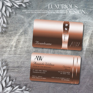 Luxe koperen blush glanzende diamanten en Initiale Visitekaartje