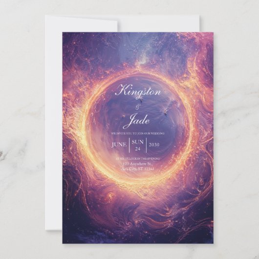 Luxe Kosmische Portaal Vuur Ring Trouwring Kaart (Voorkant)