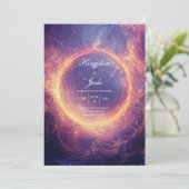 Luxe Kosmische Portaal Vuur Ring Trouwring Kaart (Staand voorkant)