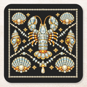 Luxe Kreef Bejuweeld Patroon Ontwerp Diamant Kartonnen Onderzetters