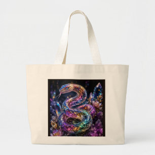 Luxe Kristallen Slang   Zwarte Goud Glamour Grote Tote Bag