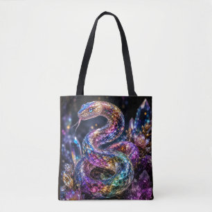 Luxe Kristallen Slang   Zwarte Goud Glamour Tote Bag