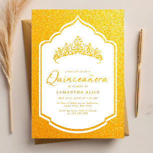 Luxe kroon wit en goud Quinceanera Kaart