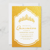 Luxe kroon wit en goud Quinceanera Kaart (Voorkant)