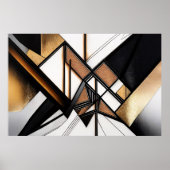 Luxe Kunst Abstract Geometrisch Hout en Goud Poster (Voorkant)