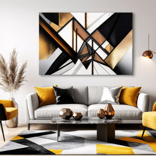 Luxe Kunst Abstract Hout en Goud Acryl Kunst Canvas Afdruk