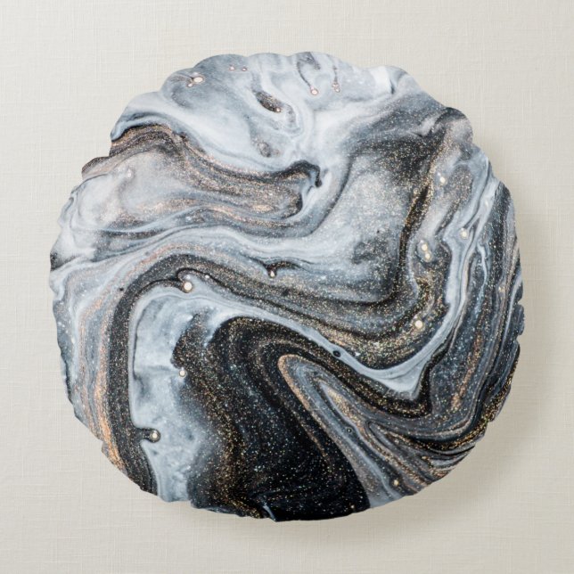 Luxe kunst in oostelijke stijl. Goudzwijn Rond Kussen (Voorkant)