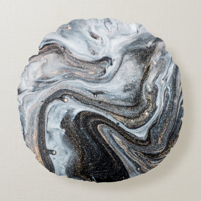 Luxe kunst in oostelijke stijl. Goudzwijn Rond Kussen (Voorkant)