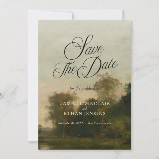 Luxe kunstdruk Save the Date Kaart (Voorkant)