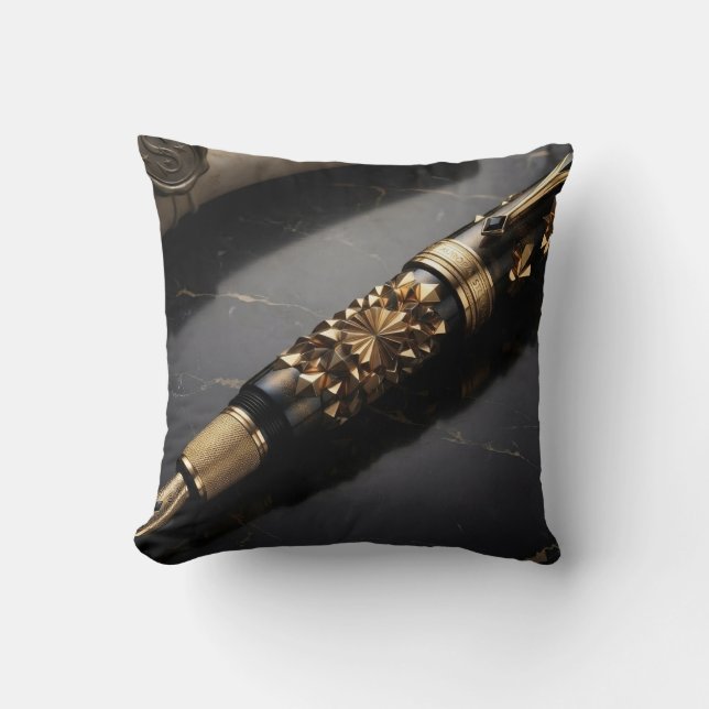 Luxe Kussen met Fonteinpen Kunst (Voorkant)