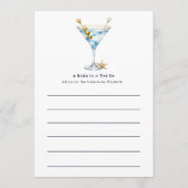 Luxe Kust Blauwe Martini Bachelorette Advieskaart (Voorkant)