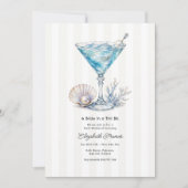 Luxe Kust Chic Martini Bachelorette Weekend Kaart (Voorkant)