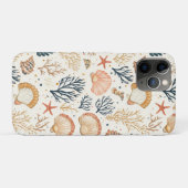 Luxe Kust Schelp Blauw Koraal Perzik Patroon Case-Mate iPhone Case (Achterkant (horizontaal))