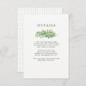 Luxe laat groene botanische bruiloft — gastgegeven informatiekaartje (Voorkant / Achterkant)