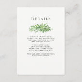 Luxe laat groene botanische bruiloft — gastgegeven informatiekaartje (Voorkant)