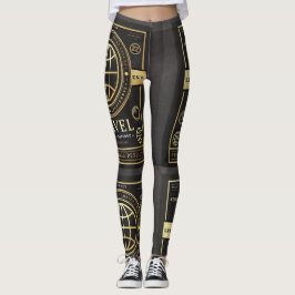 Luxe label-geïnspireerde zwart-gouden Leggings