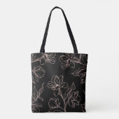 Luxe Lady Boss Black Bag met roze bloemen Tote Bag (Achterkant)