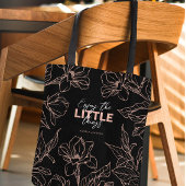 Luxe Lady Boss Black Bag met roze bloemen Tote Bag