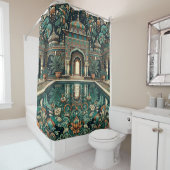 "Luxe landgoed: Art Deco binnenzwembad" Douchegordijn (In situ)