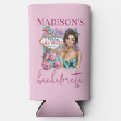 Luxe Las Vegas Bachelorette meisje illustratie Seltzer Blikjeskoeler (Voorkant)