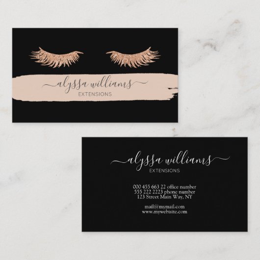 Luxe Lash Services Modern Elegant Waterverf Visitekaartje (Voorkant / Achterkant)