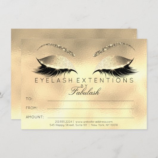 Luxe Lashes Extension Makeup Certificate Gift (Voorkant / Achterkant)