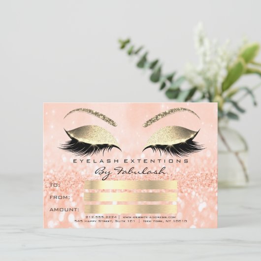 Luxe Lashes Peach Gold Makeup Certificate Gift (Staand voorkant)
