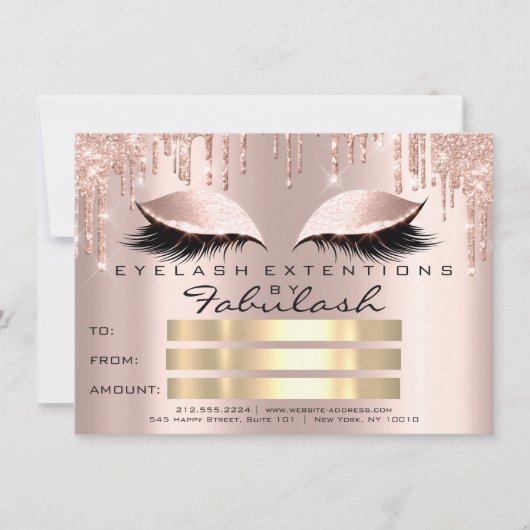 Luxe Lashes Roos Gold Makeup Certificate Gift Kaart (Voorkant)