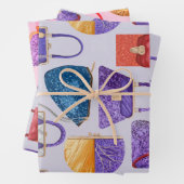 Luxe Lavendel Blauw Zilveren Purses Wrapping Paper (In situ)