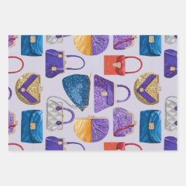 Luxe Lavendel Blauw Zilveren Purses Wrapping Paper