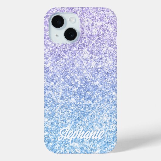 Luxe Lavendel Bord Blauw Glitter Gradient Case-Mate iPhone Case (Achterkant)