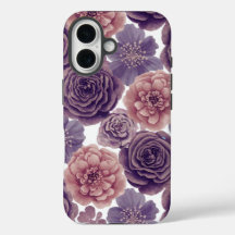 Luxe Lavendel Glitter Flowers iPhone 16 Hoesje