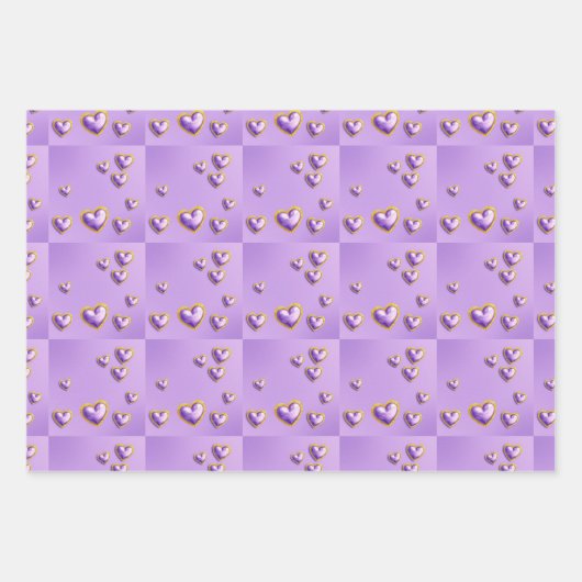 Luxe lavendel gouden harten inpakpapier (Voorkant)