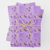 Luxe lavendel gouden harten inpakpapier vel (In situ)