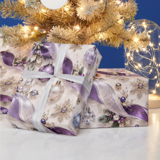 Luxe Lavendel Paarse Kerstlinten Cadeaupapier