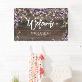luxe lavender en houten bruiloft welkomstbanner spandoek (Insitu)
