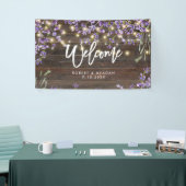 luxe lavender en houten bruiloft welkomstbanner spandoek (Beurs)