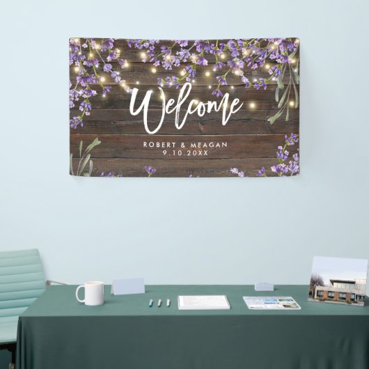 luxe lavender en houten bruiloft welkomstbanner spandoek (Beurs)