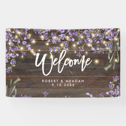 luxe lavender en houten bruiloft welkomstbanner spandoek (Horizontaal)