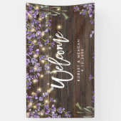 luxe lavender en houten bruiloft welkomstbanner spandoek (Verticaal)