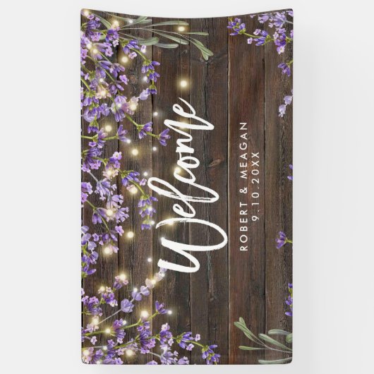 luxe lavender en houten bruiloft welkomstbanner spandoek (Verticaal)