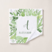 Luxe Leaves | Groene chemicaliën en monogram Bad Handdoek (Wasdoekje)