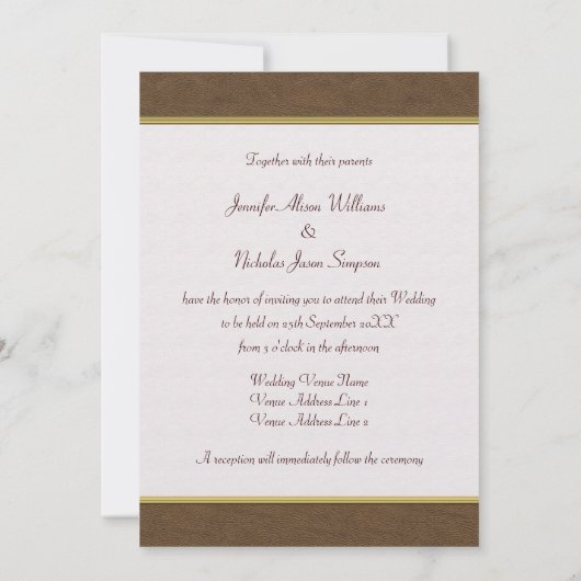 Luxe lederen blikjes uitnodigen voor bruiloft in b kaart (Achterkant)