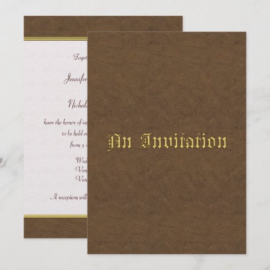 Luxe lederen blikjes uitnodigen voor bruiloft in b kaart (Voorkant / Achterkant)