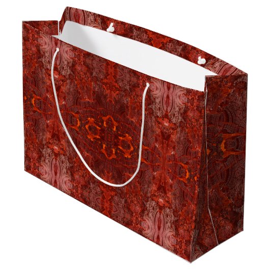 Luxe lederen getextureerd goudbruin patroon groot cadeauzakje (Achterkant Gekanteld)